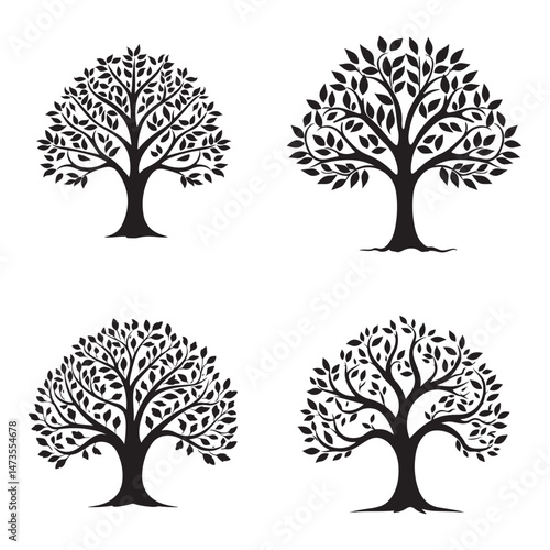 Elm Silhouette Clipart Set