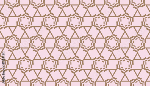 Decorative pattern with triangles style. Vector illustration. For fashion print, scrapbooking page, flyer design. Light brown color. Seamless