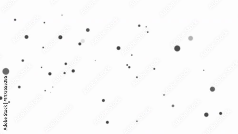 A serene abstract composition featuring a scattered arrangement of variously sized gray dots on a soft white background, evoking a sense of calm and minimalism