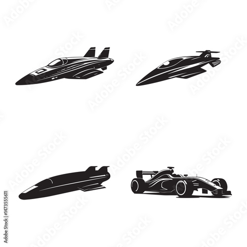 High-Speed Silhouette Clipart Set