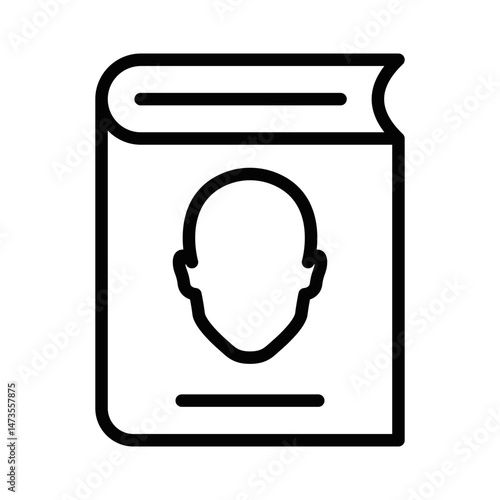 Book with user face icon. Vector illustration. Editable stroke.