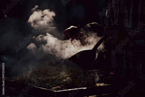 Photography Moody light of steam rising from food cooking