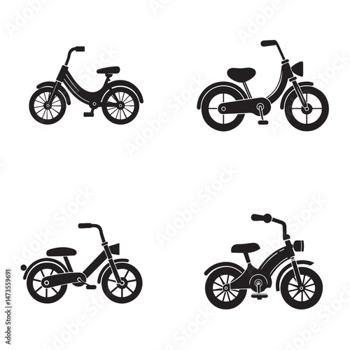 Tricycle Silhouette Clipart Set