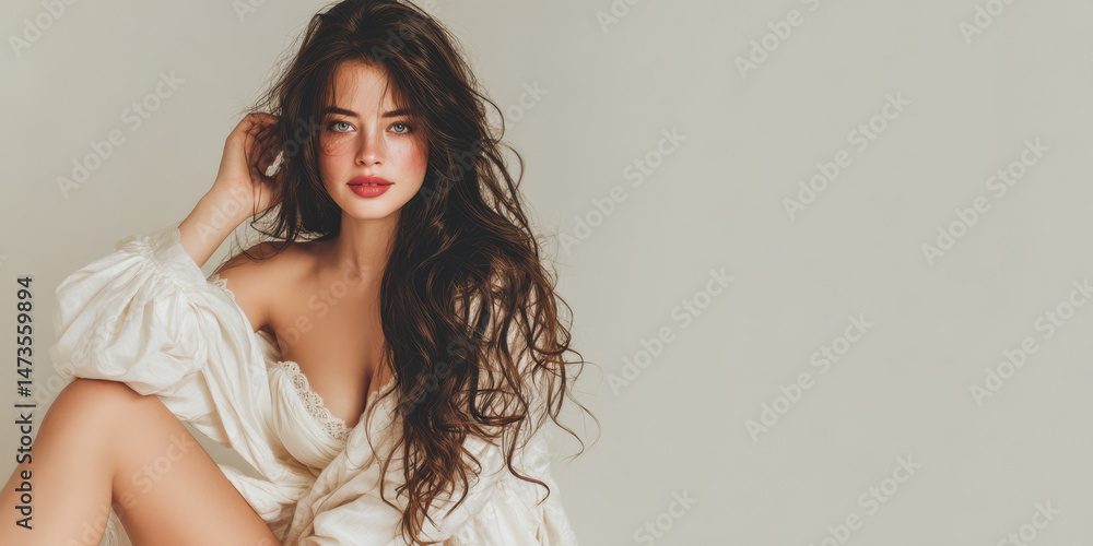 custom made wallpaper toronto digitalElegant woman in cozy white attire poses gracefully at home