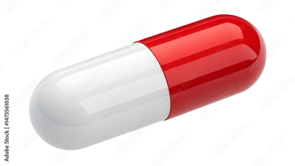 Close-Up of a Red and White Pharmaceutical Capsule - Symbol of Medicine, Cure, and Healthcare Close-Up of a Red and White Pharmaceutical Capsule - Symbol of Medicine, Cure, and Healthcare