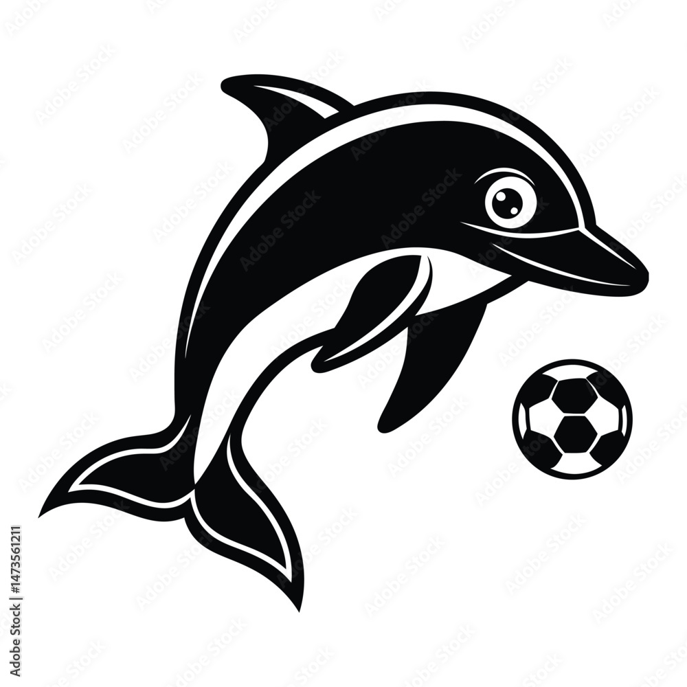 Obraz premium Dolphin Animal Soccer Football Sports Team Mascot on white background