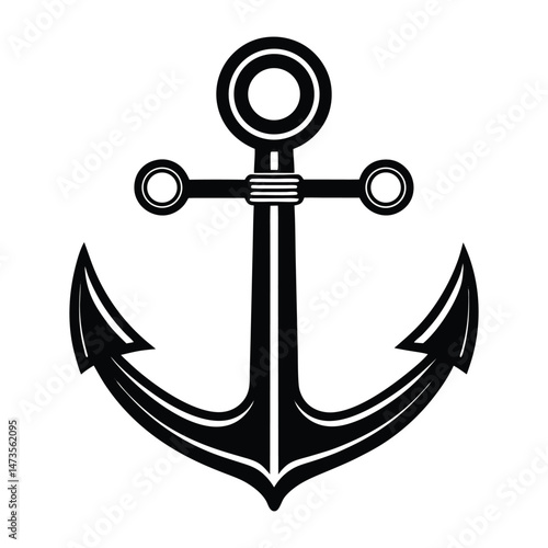 Classic fluke anchor with centered ring on white background