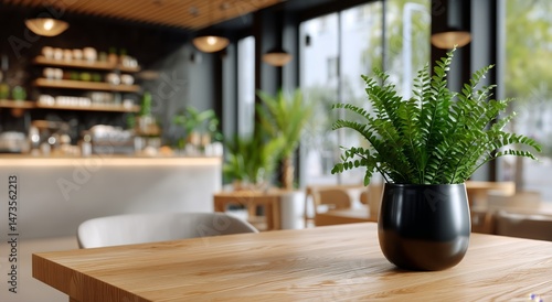 Fresh Greenery Enhances Modern Cafe Ambiance With Inviting Interior Design an...