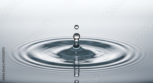 水面に広がる静かな波紋 透明な水滴の落下. AI Generated