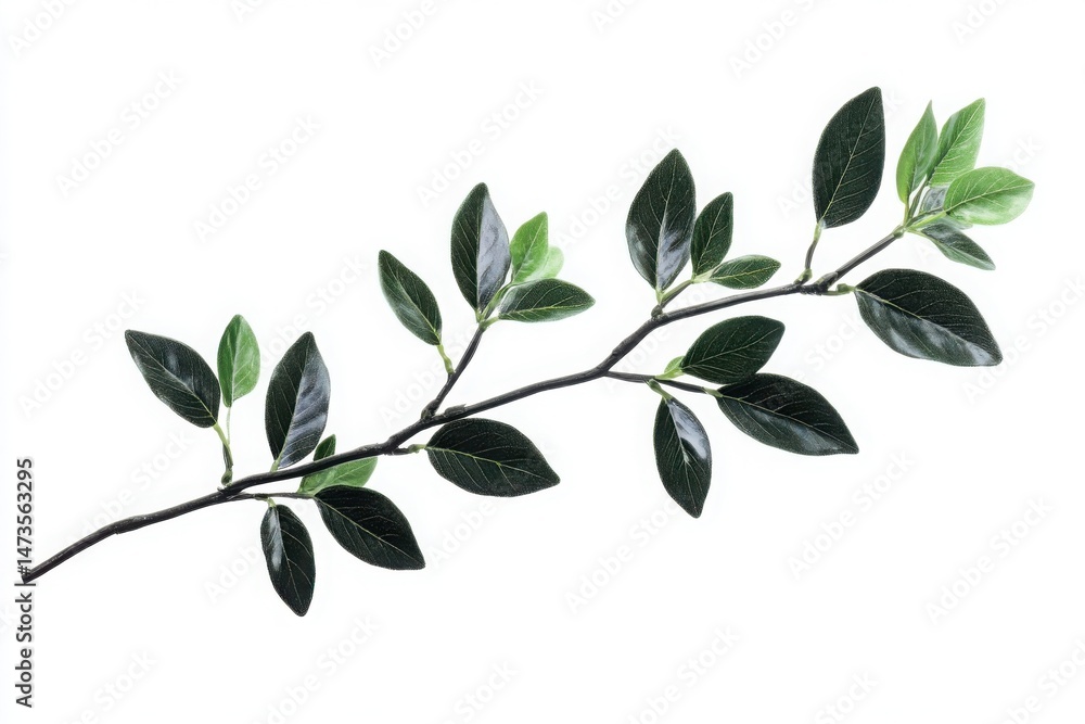 Rosemary sprig with dark green leaves isolated on white perfect for herbal packaging botanical visuals and natural product branding Rosemary sprig with dark green leaves isolated on white perfect for herbal packaging botanical visuals and natural product branding