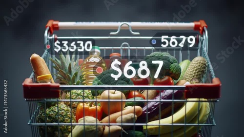 Grocery prices increasing in shopping basket