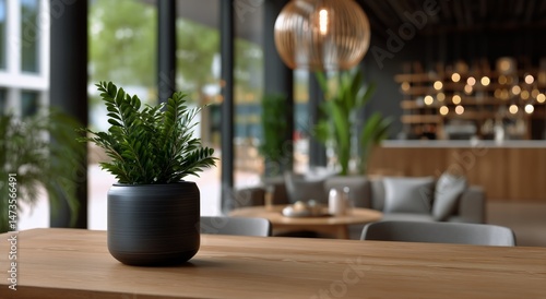 Fresh Greenery Enhances Modern Cafe Ambiance With Inviting Interior Design an...