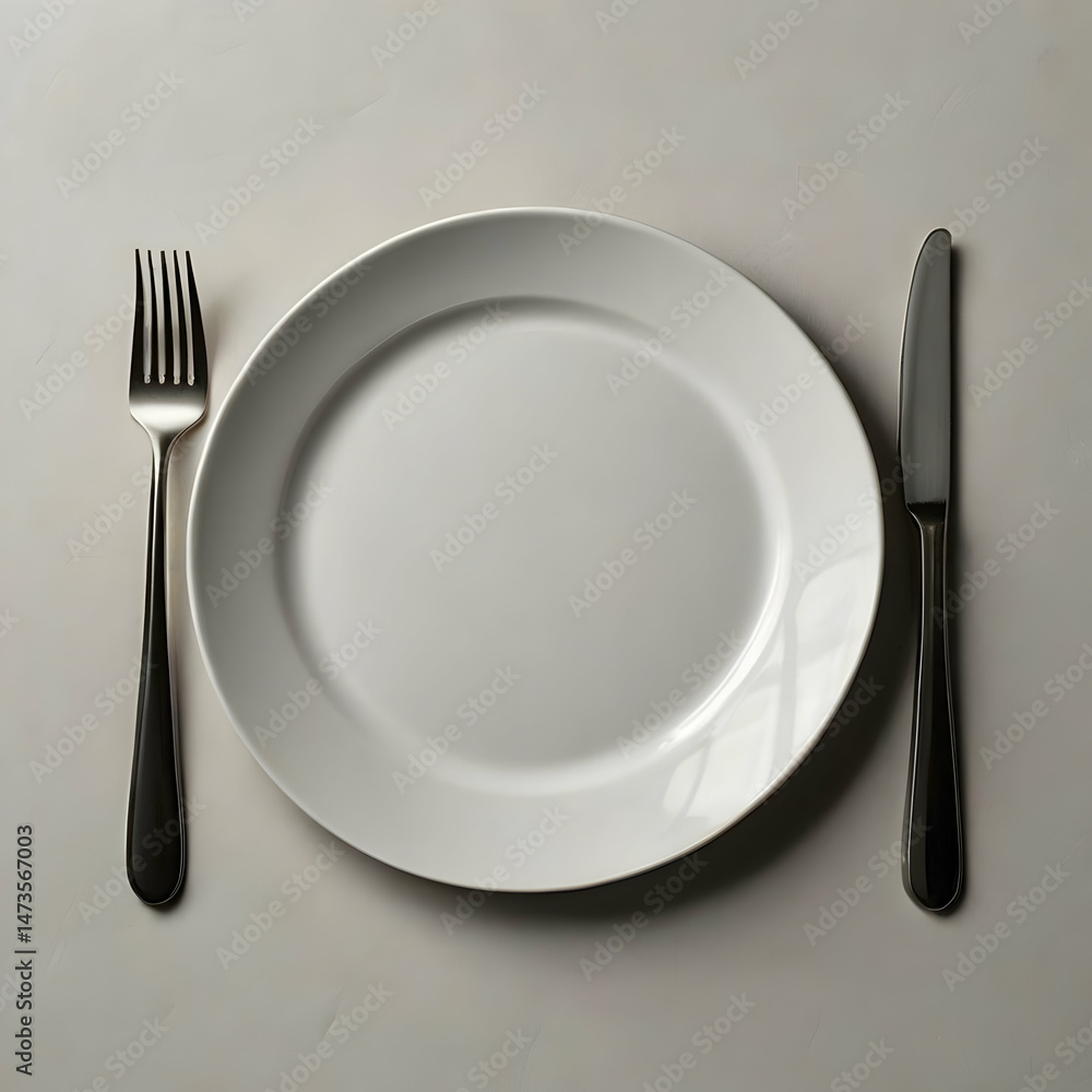 white plate and cutlery white plate and cutlery