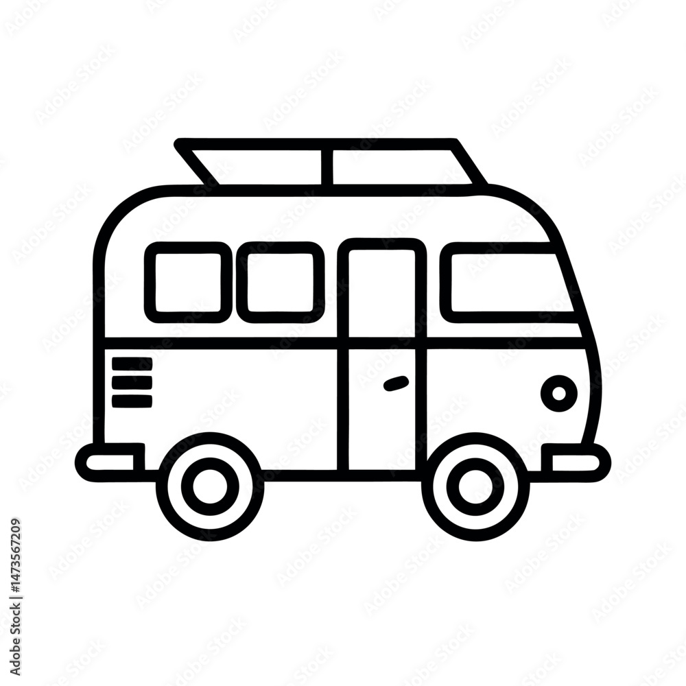 Camper Van Travel Car Sketch Vector Camper Van Travel Car Sketch Vector