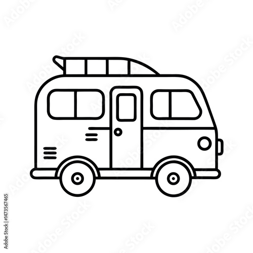 Camper Van Mobile Home Outline Vector