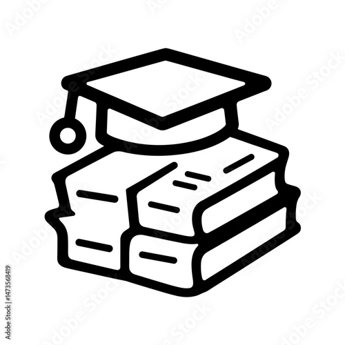 Student visa icon with graduation hat and books, educational symbol