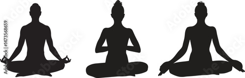 Collection of yoga poses. yoga pose girl silhouette set vector illustration and yoga exercise icon and Yoga Silhouette