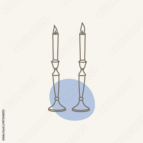 Candles for Shabbat. Two ceremonial Jewish Candlesticks. 