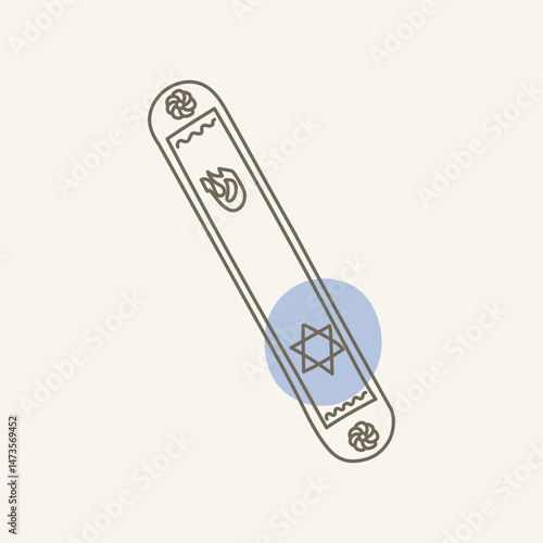 Mezuzah with the Hebrew symbols. Jewish doorpost sign, vector graphics.