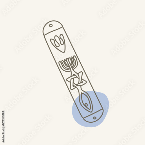 Mezuzah with the Hebrew symbols. Jewish doorpost sign, vector graphics.
