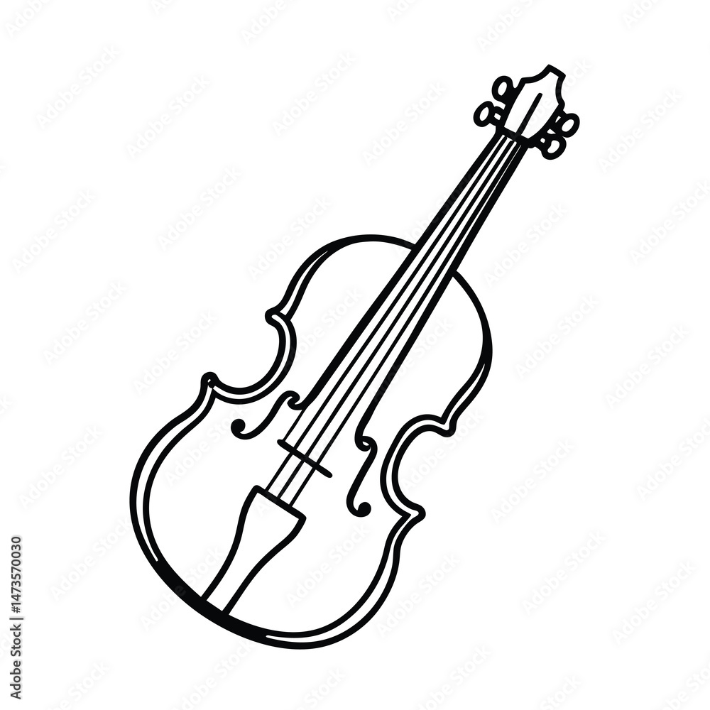 Obraz premium outline of a classical cello line art vector