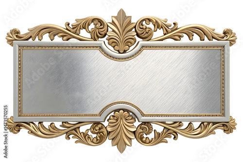 Elegant gold leaf frame with silver plate perfect for luxury branding and design