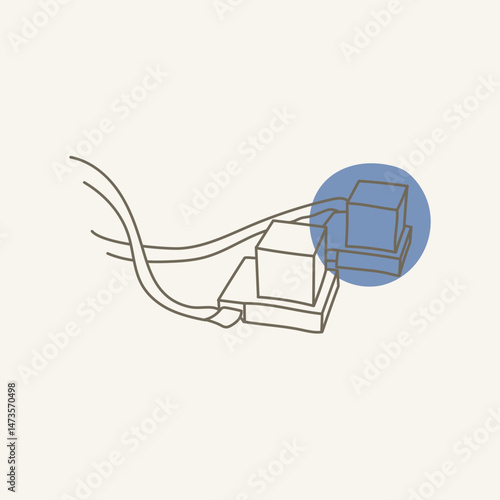 Tefillin linear vector hand drawn illustration. Two small black leather boxes are used during Jewish prayer.
