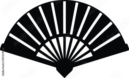 japanese hand fan silhouette vector icon