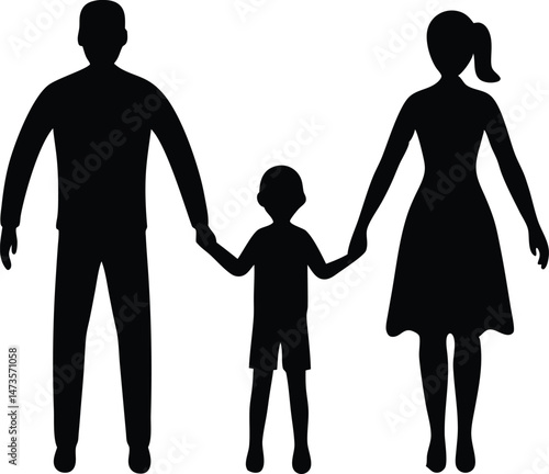 happy family silhouette vector symbol