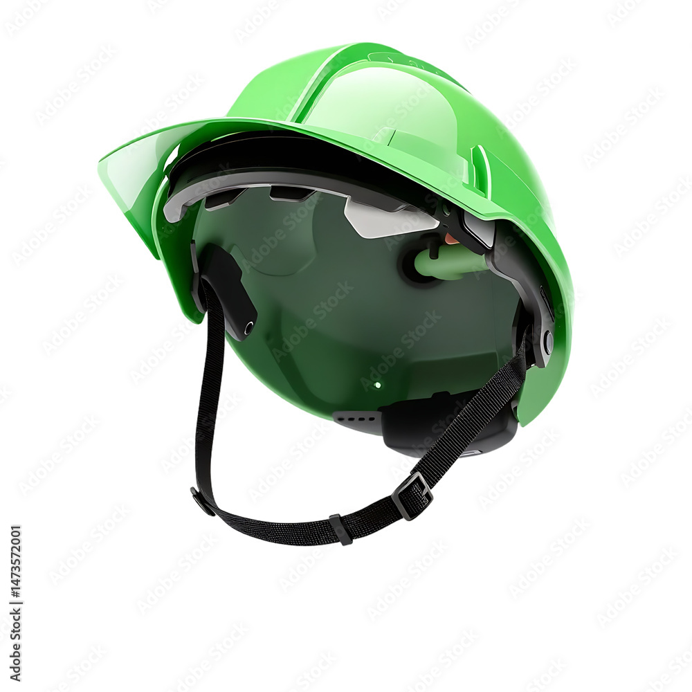 Fototapeta premium Green Construction Safety Helmet - 3D Render