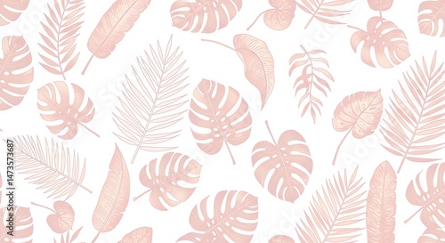 Wallpaper Mural Tropical leaves pattern Monstera palm and banana Torontodigital.ca