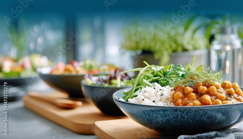 Delicious Vegetarian Meal Featuring Chickpeas and Rice Served in a Cozy Setting