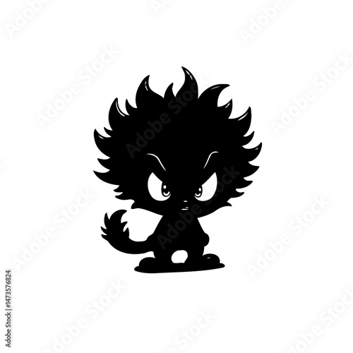Mysterious Silhouette: A stylized, monochrome cartoon character with playful mischief