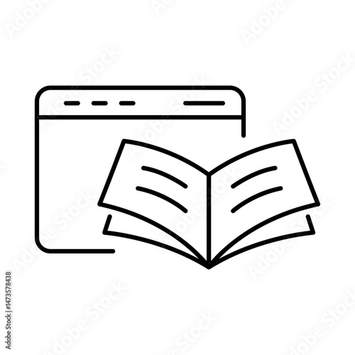 Online Reading Line Icon. E-learning, Education, Teaching, Online Study Icons Editable Stroke Vector Illustration