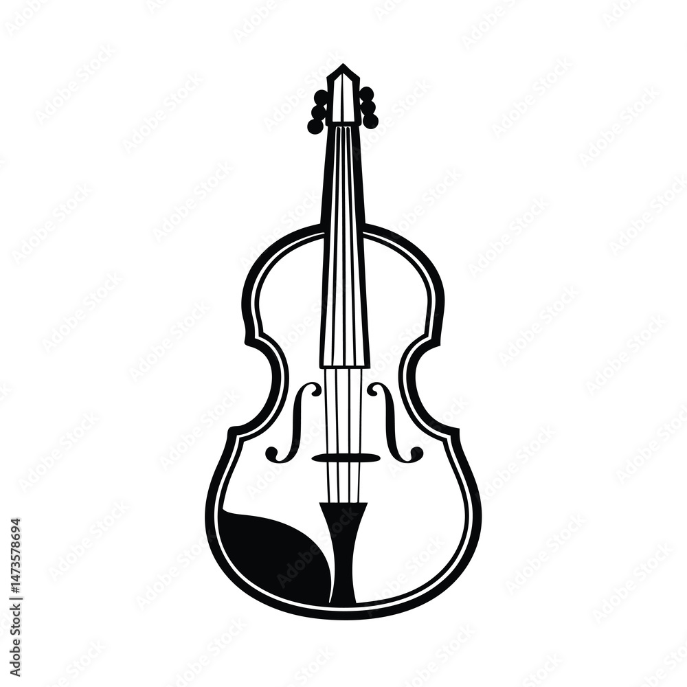 Naklejka premium outline of a classical cello line art vector