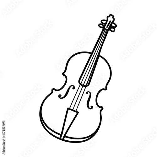 outline of a classical cello line art vector