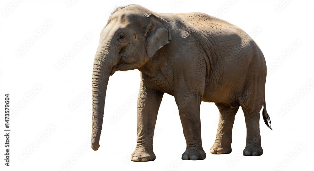 Fototapeta premium 穏やかな日差し浴びるアジアゾウ 優しい表情. AI Generated