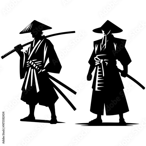 Japanese Samurai Illustration.