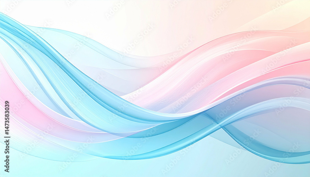 Abstract flowing waves with gradient colors of blue and pink in soft light Abstract flowing waves with gradient colors of blue and pink in soft light