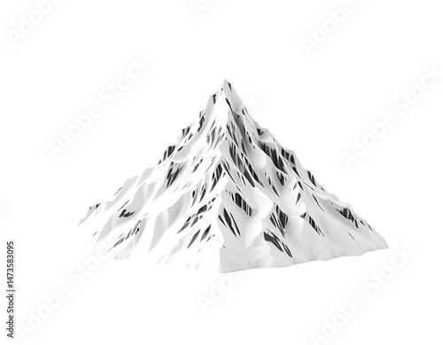 3D Render of a Snow-Capped Mountain Peak