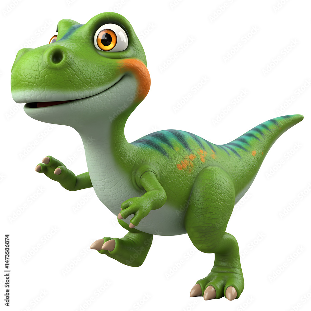 Fototapeta premium Cartoon dinosaur character image 3 d cute and playful