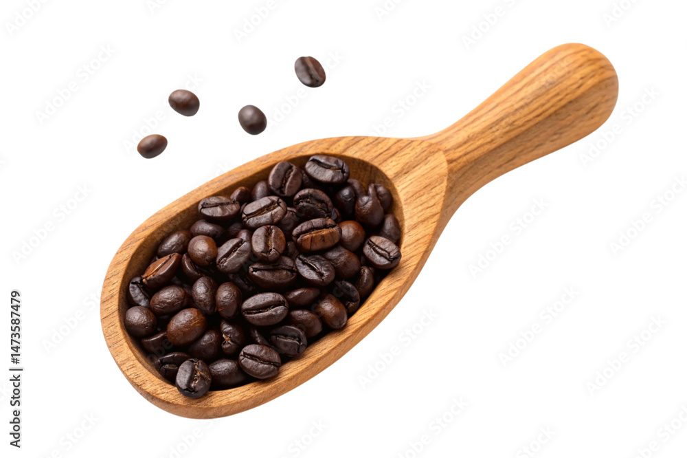 Fototapeta premium coffee beans in a wooden spoon