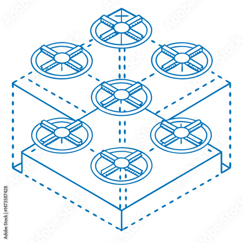 Autonomous Drone Fleet in Isometric Design  