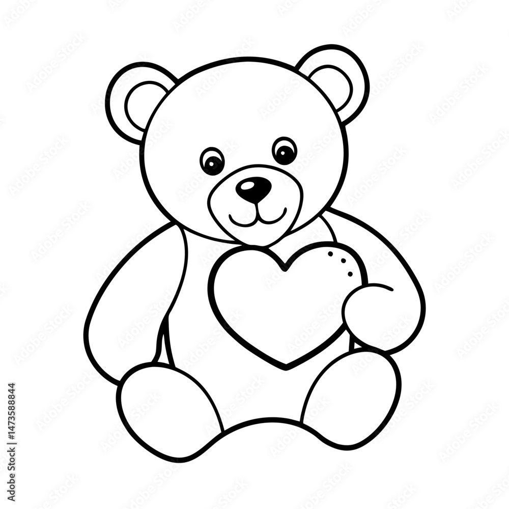Obraz premium teddy bear with heart line art vector