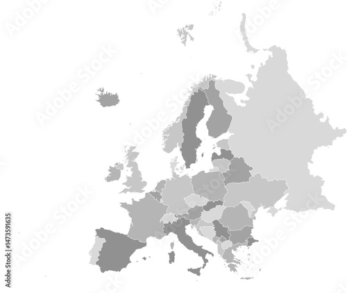 Europe vector map with country boundaries (LAEA Europe projection, PPT-compatible & fully editable)