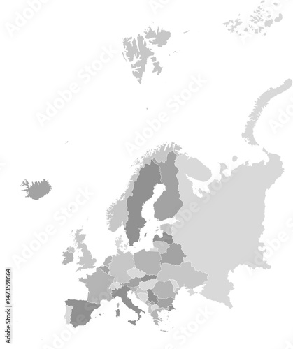 Europe vector map with country boundaries (Mercator projection, PPT-compatible & fully editable)