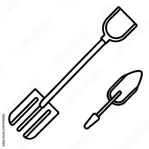 Minimalist Gardening Tools Vector Icon