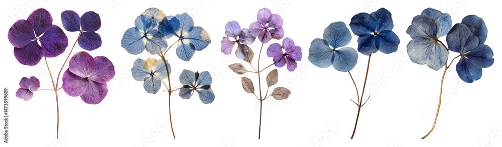 Obraz premium PNG Real Pressed a hortensia purple flower pressed, transparent background