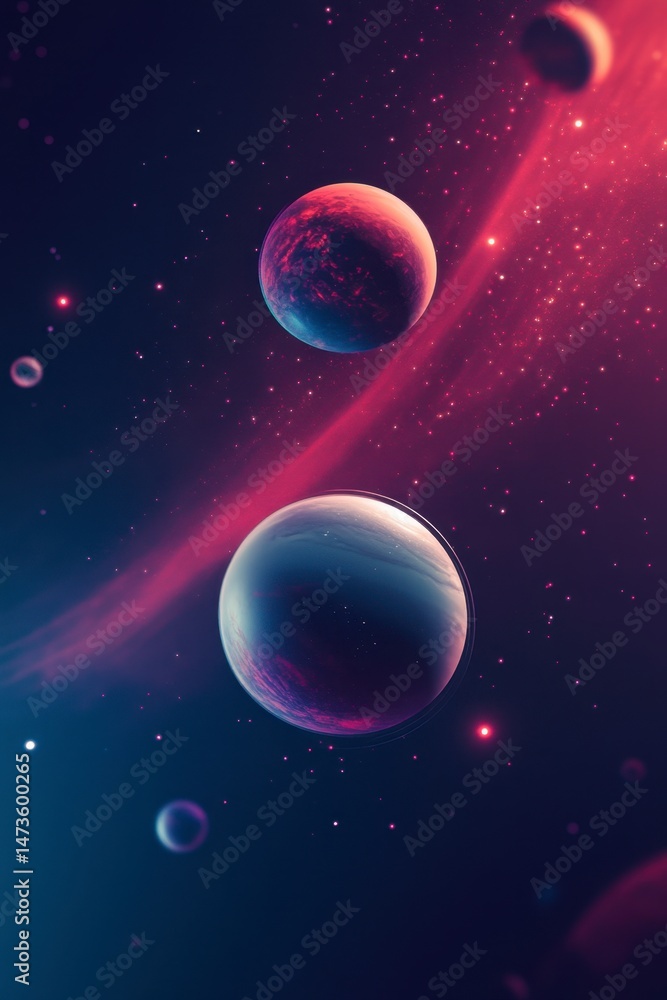 Fototapeta premium Stunning Cosmic Landscape with Colorful Planets and Stars