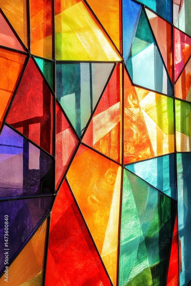Fototapeta premium Vibrant Abstract Mosaic Glass Art in Bright Colorful Geometric Patterns